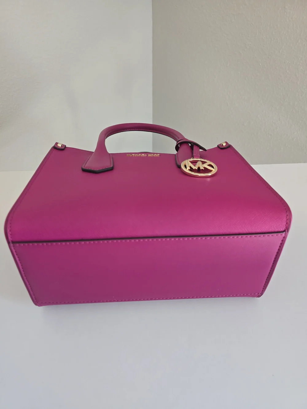 MICHAEL KORS Pink Jet Set Signature Leather Satchel